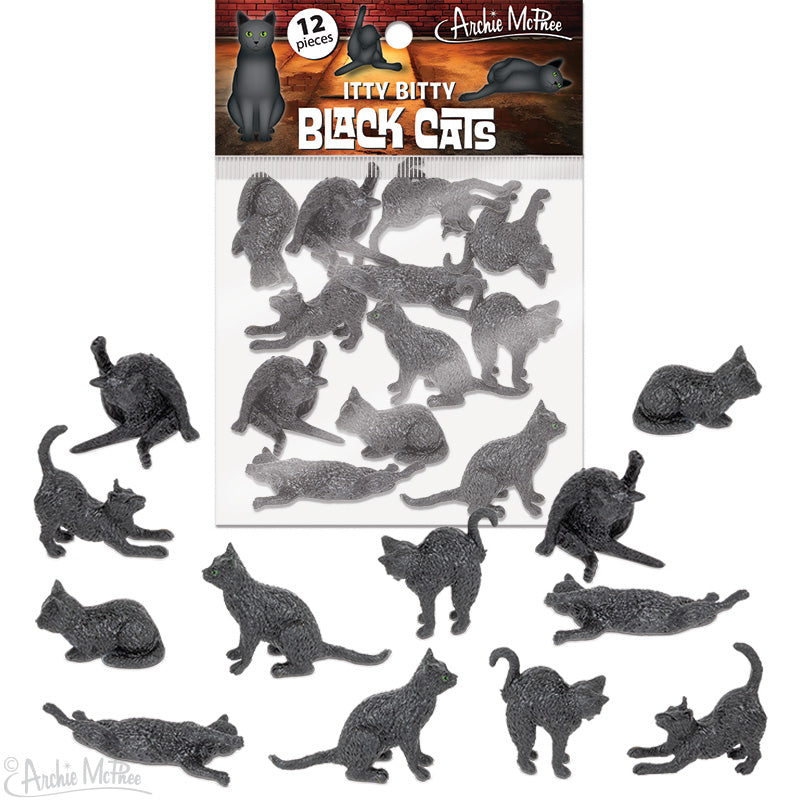 Itty Bitty Black Cats - Bag of 12 Tiny Vinyl Cats