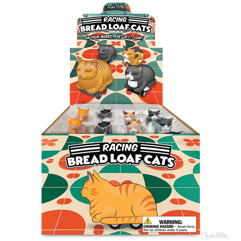 Racing Bread Loaf Cat Pull ‘n Go Toy (assorted colors)