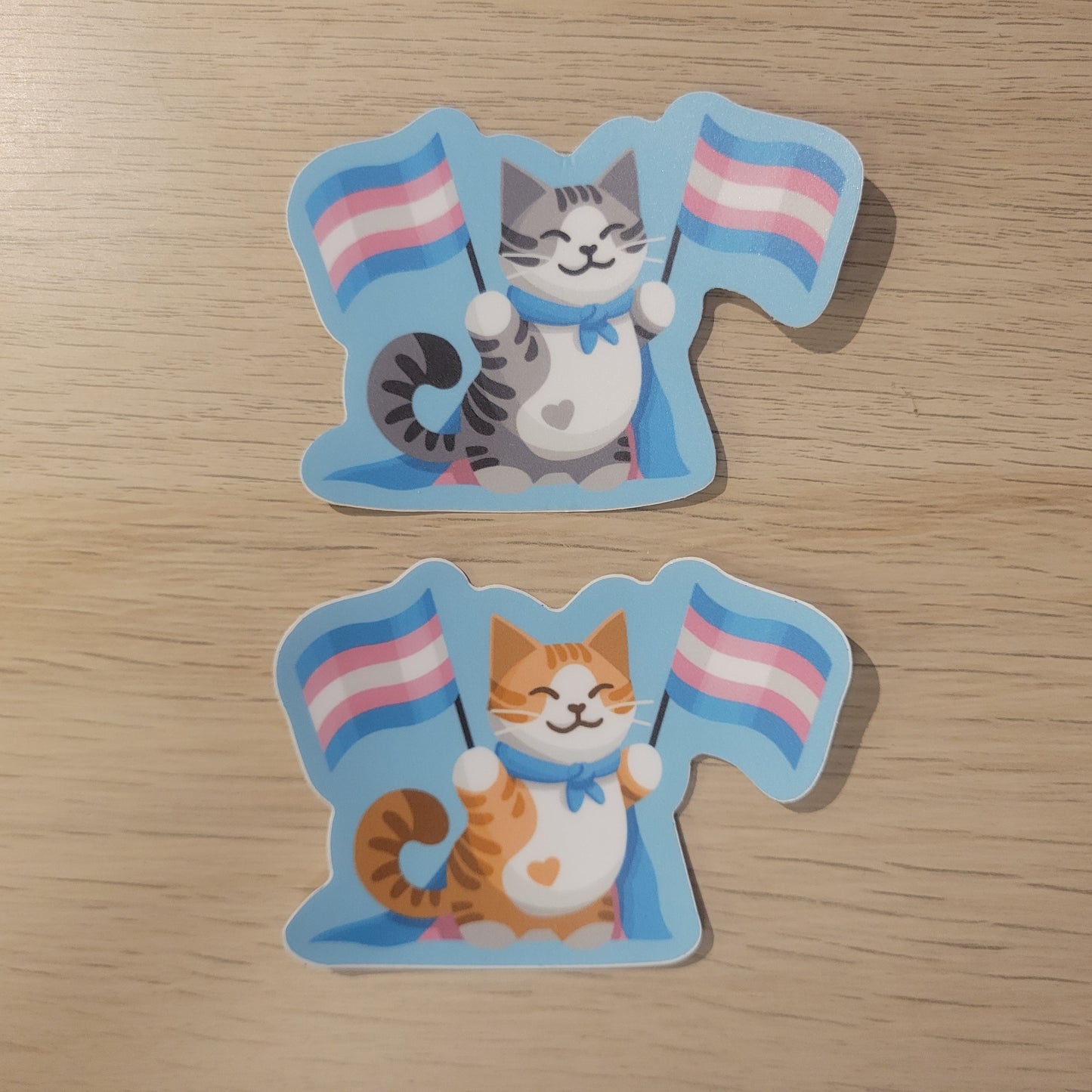 Trans Pride Flag Cat Sticker