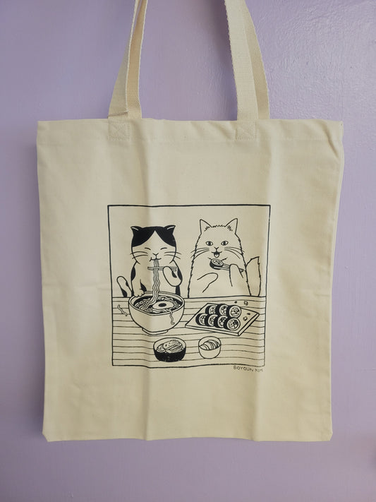 Ramen + Kimbap Cats Tote Bag