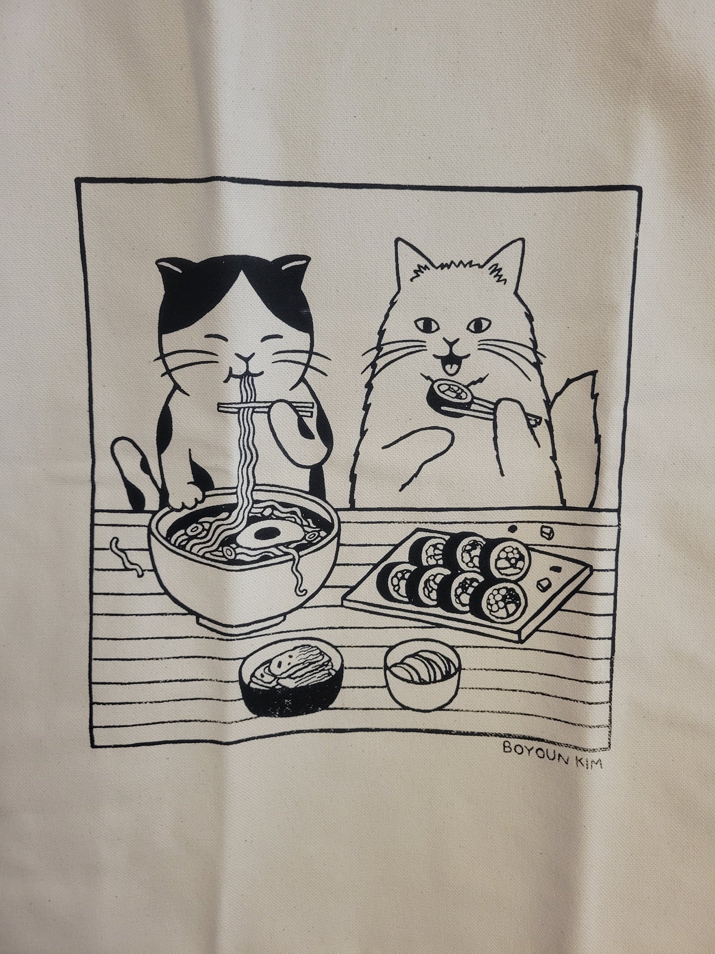 Ramen + Kimbap Cats Tote Bag