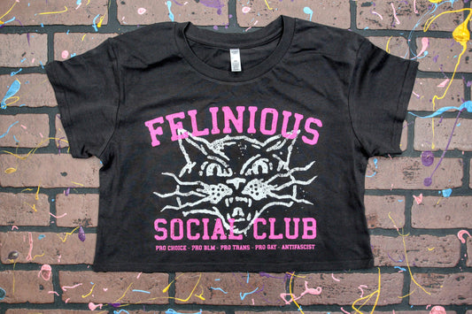 Felinious Cat Social Club Women's Crop Top Tee