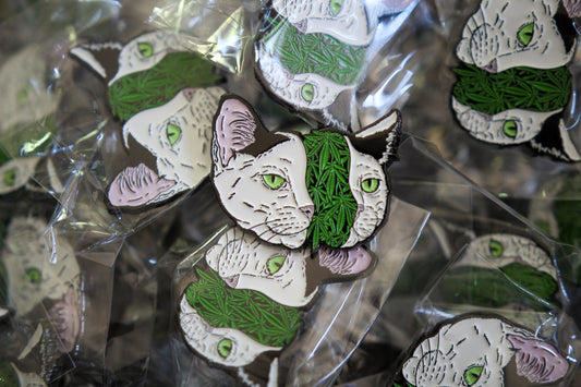 Pot Head Cat Enamel Pin