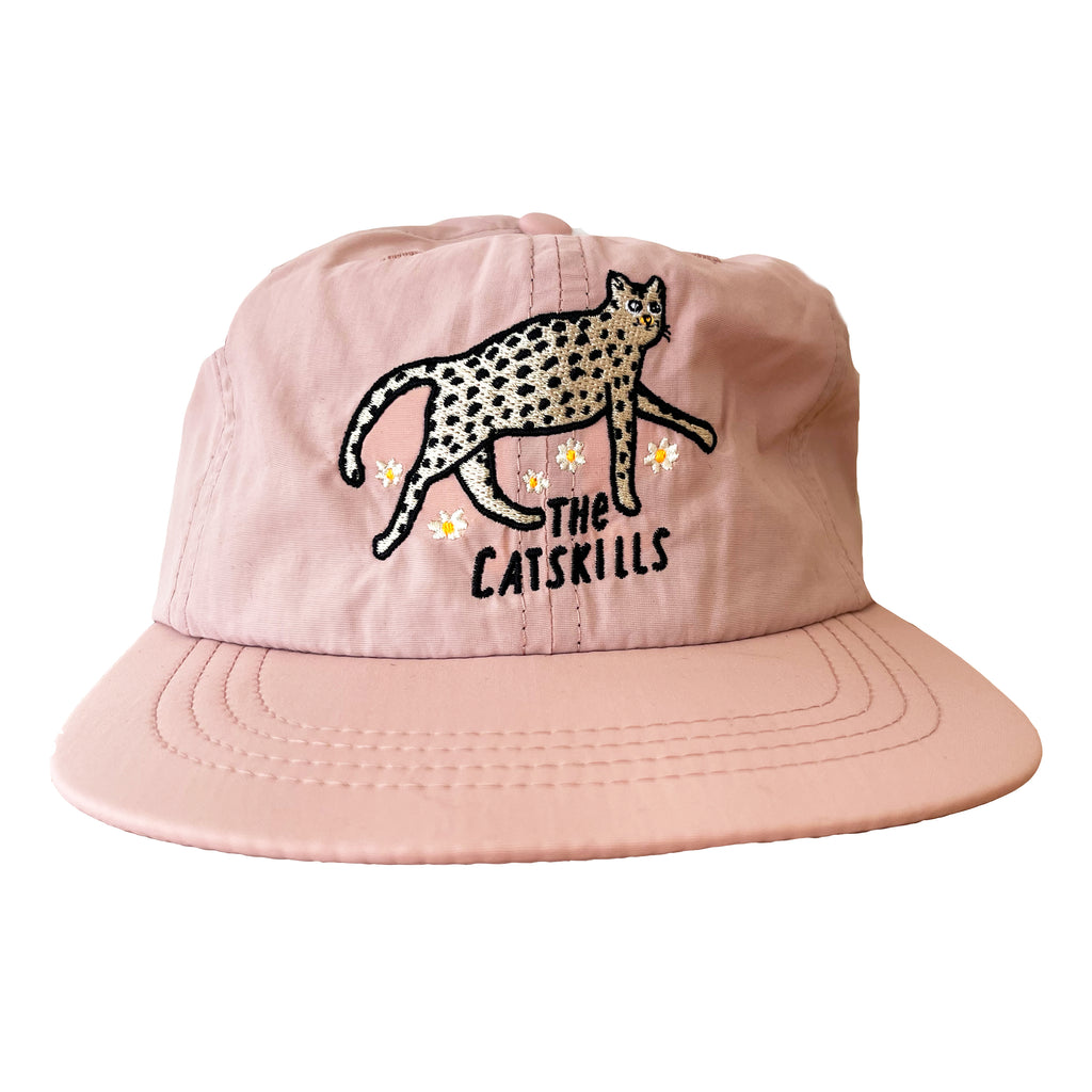 The Catskills Pink Embroidered Nylon Cap with Cat