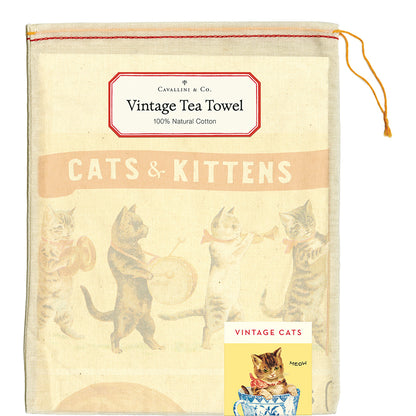 Vintage Cats & Kittens Tea Towel