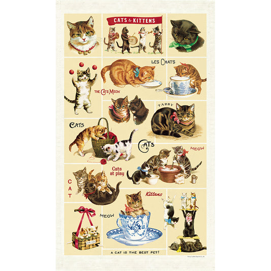 Vintage Cats & Kittens Tea Towel