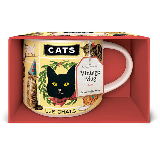 Vintage Cats Ceramic Mug (14oz)