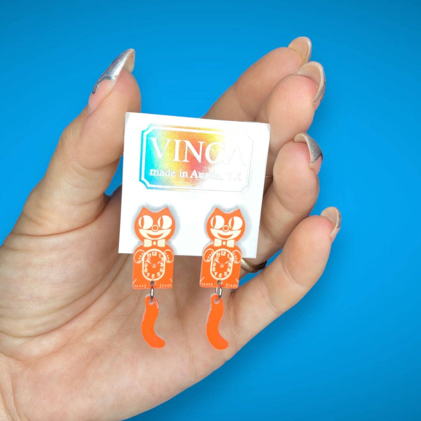 Orange Dreamsicle Kitten CLAW-K Officially licensed Kit-Cat Klock® earrings