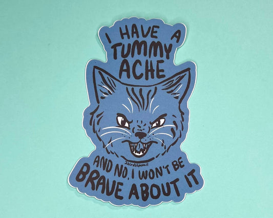 Tummy Ache Cat Vinyl Sticker