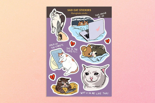 Cat Sticker Sheet - Sad Cats
