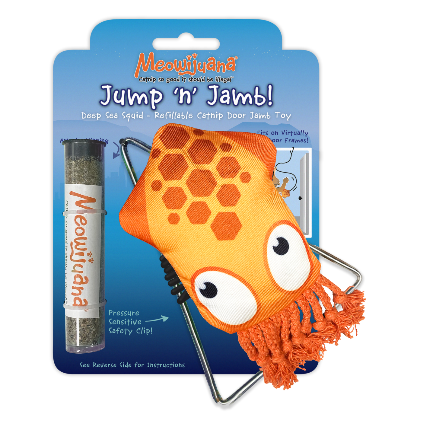 Jump 'n' Jamb - Deep Sea Squid Refillable Catnip Cat Toy