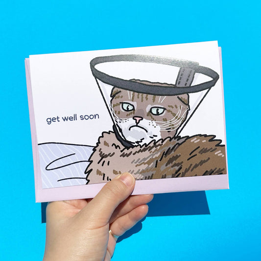Get Well Soon Cone Cat Greeting Card