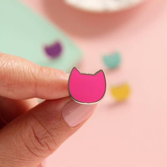 Mini Cat Enamel Pin Badge - Pink