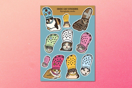 Cat Sticker Sheet - Croc Cats