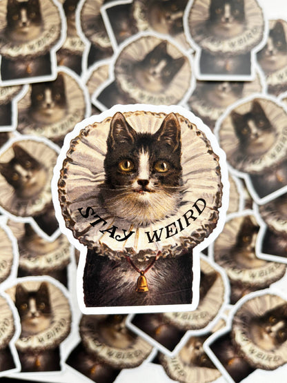 Stay Weird Elizabethan Cat Sticker