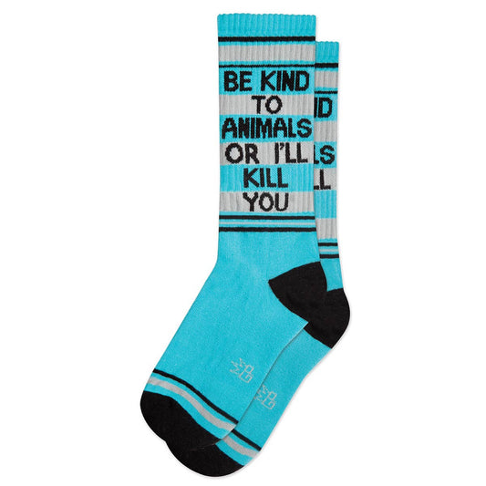 Be Kind to Animals or I'll Kill You Gym Socks (One Size Fits Most)