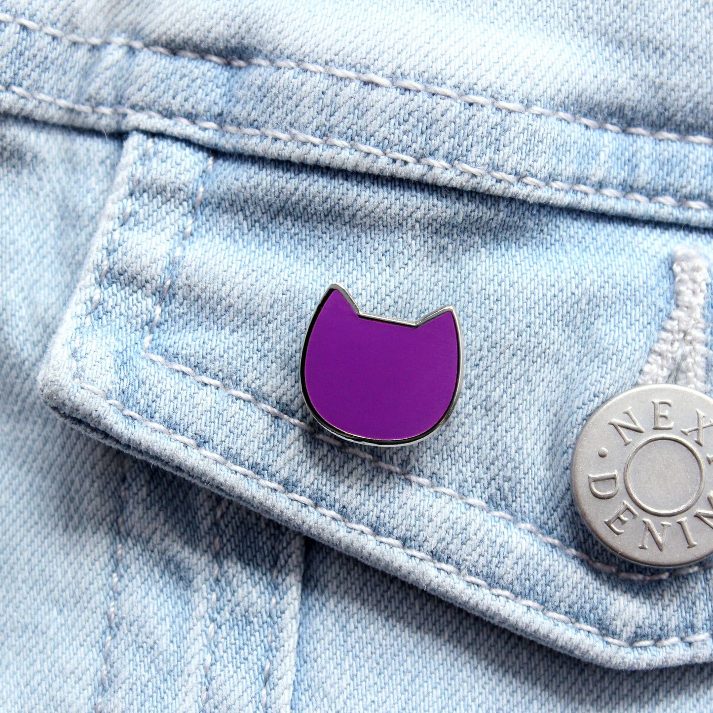 Mini Cat Enamel Pin Badge - Purple