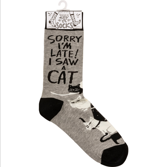 Sorry I'm Late! I Saw a Cat Socks (One Size Fits Most)