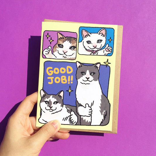 Good Job Thumbs Up Cats Card
