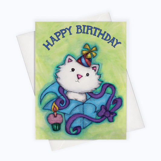 Happy Birthday Box Cat Card