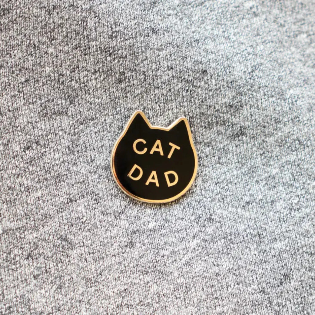 Cat Dad Enamel Pin (Black or White)
