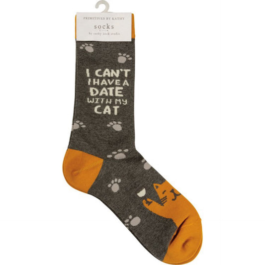 I Can’t I Have A Date With My Cat Socks (One Size Fits Most)