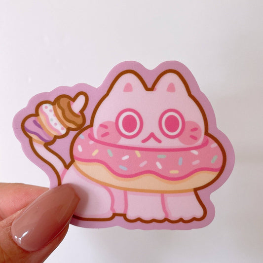 Pink Donut Cat Sticker