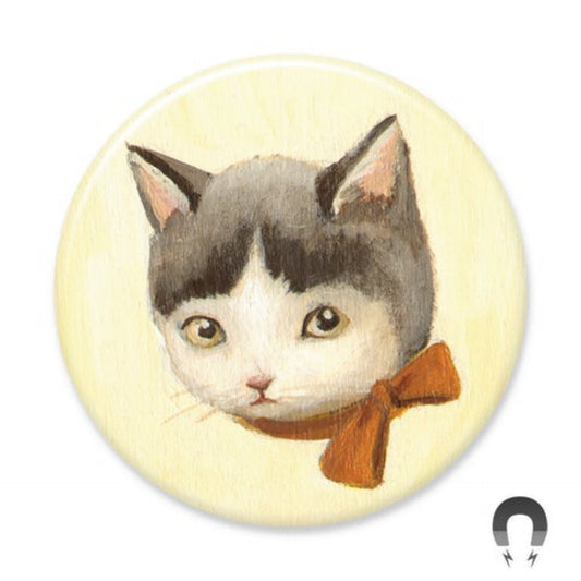 Vintage Style Gray & White Kitty Cat Magnet