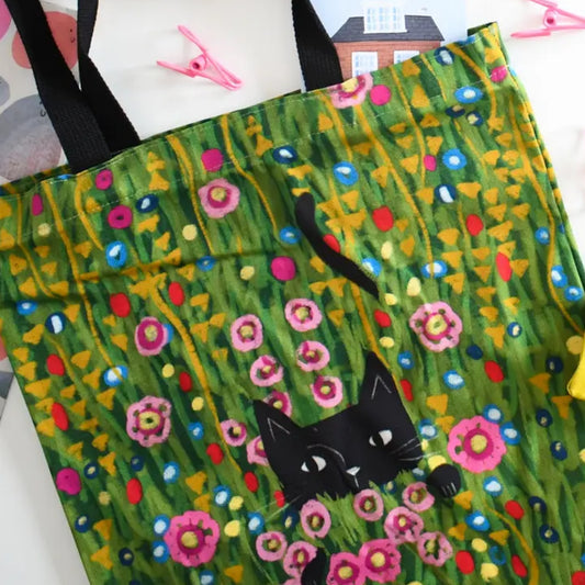 Cat Artist Tote Bag - Klimt Garden