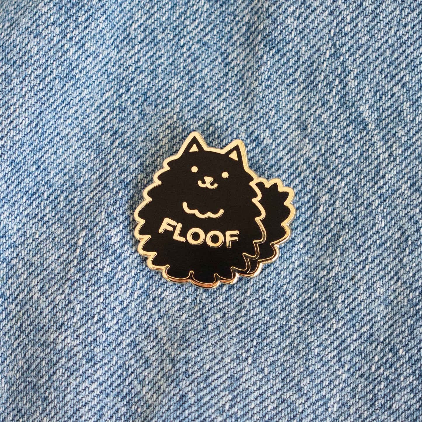 Floof Black Cat Enamel Pin