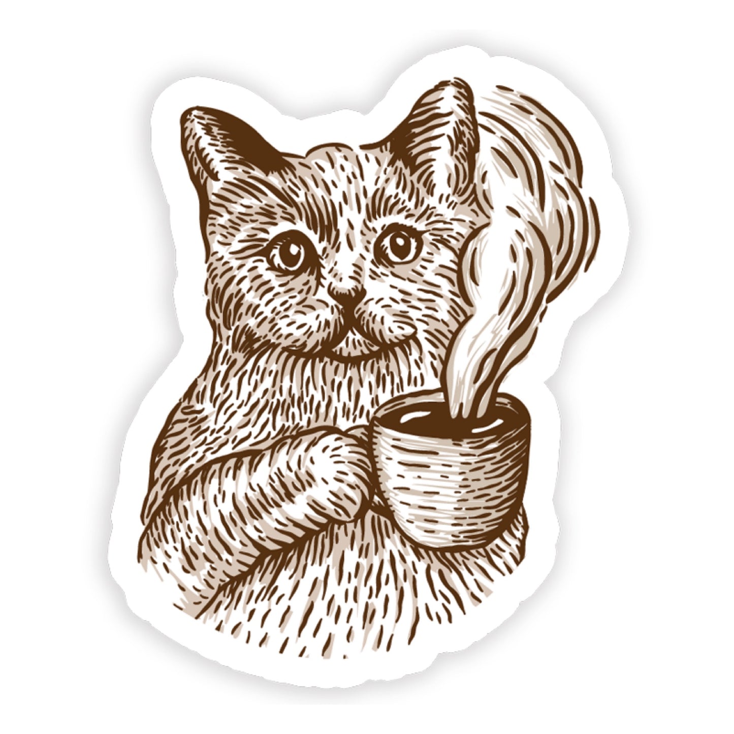 Kitty Town Coffee Sticker - Cat with Coffee