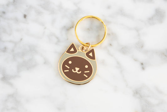 Siamese Kitty Cat Head Keychain