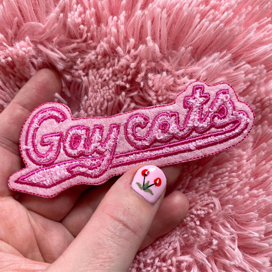 Gay Cats Pink Chenille Patch