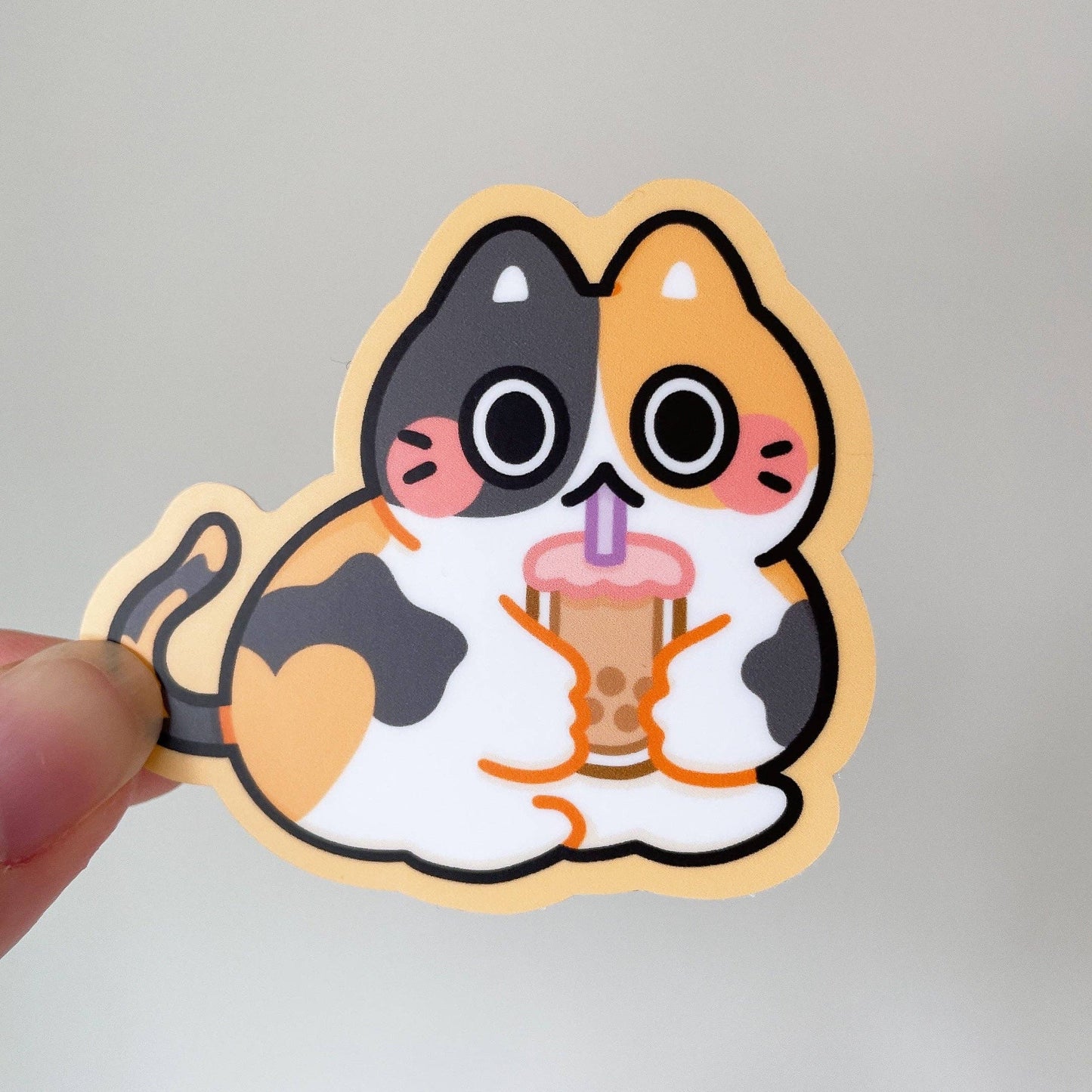 Calico Boba Tea Cat Sticker