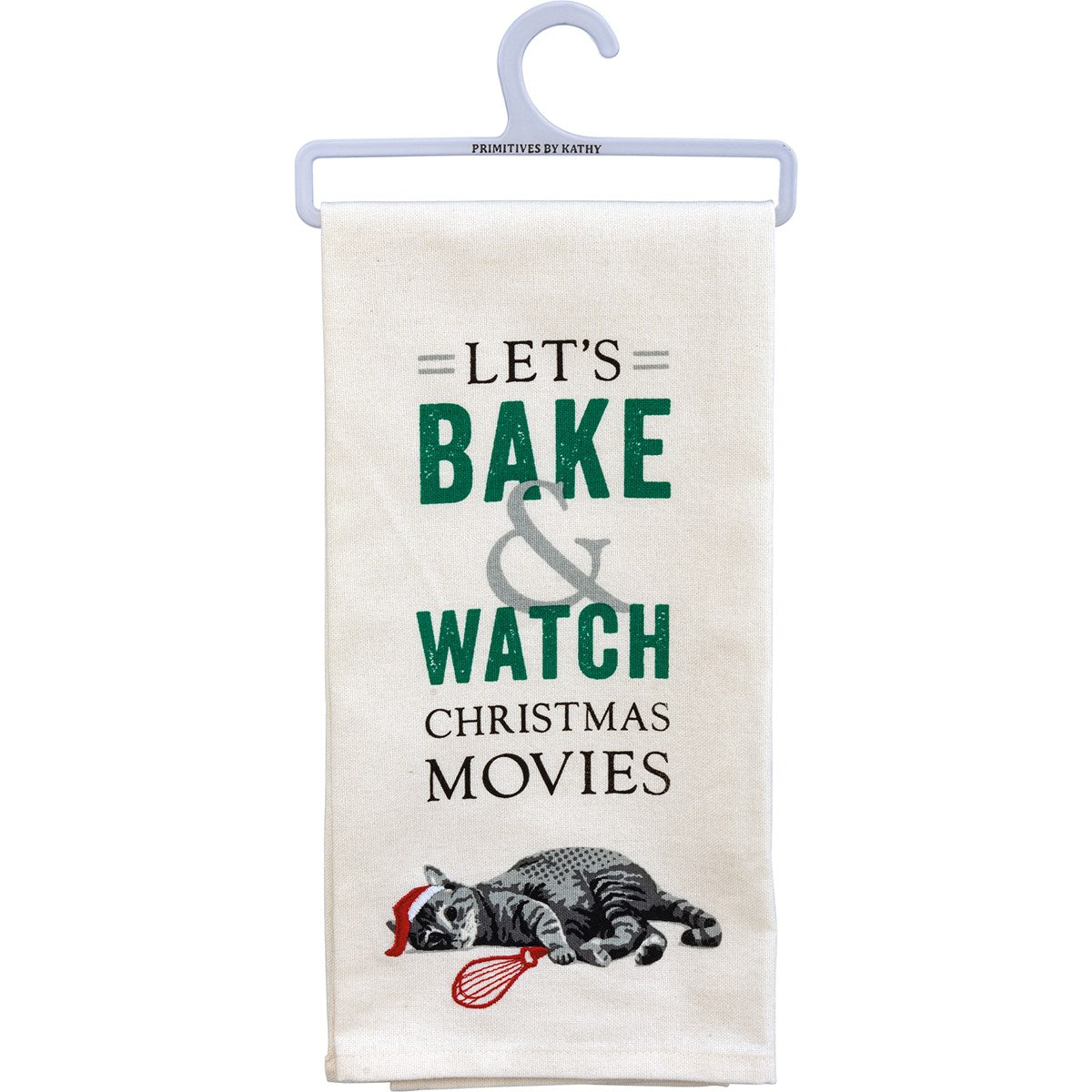 Let's Bake and Watch Christmas Movies Cat Tea Towel