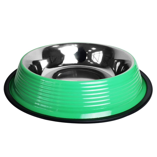 Ribbed No Tip Non Skid Bowl for Cats (Green - 8oz)