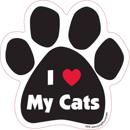 I (Heart) My Cats Paw Shaped Car Magnet