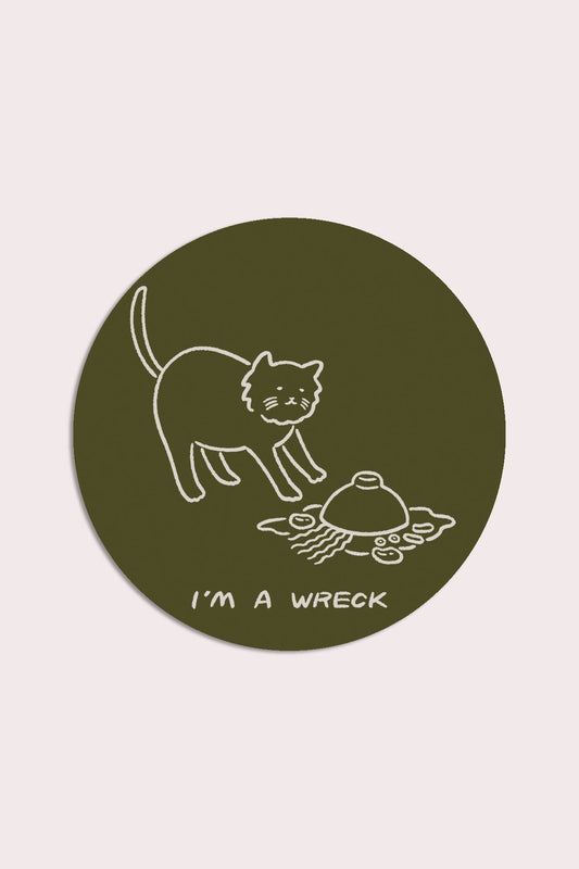 I'm a Wreck Spilled Soup Cat Sticker