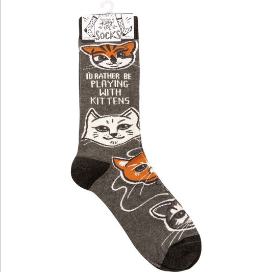 I'd Rather Be Playing With Kittens Cat Socks (One Size Fits Most)