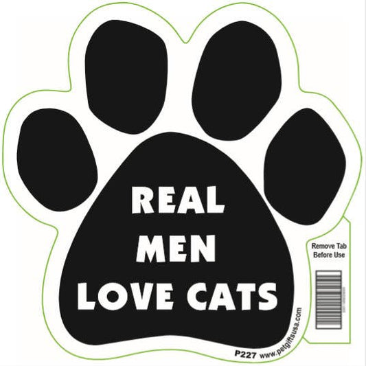 Real Men Love Cats Paw Shaped Car Magnet