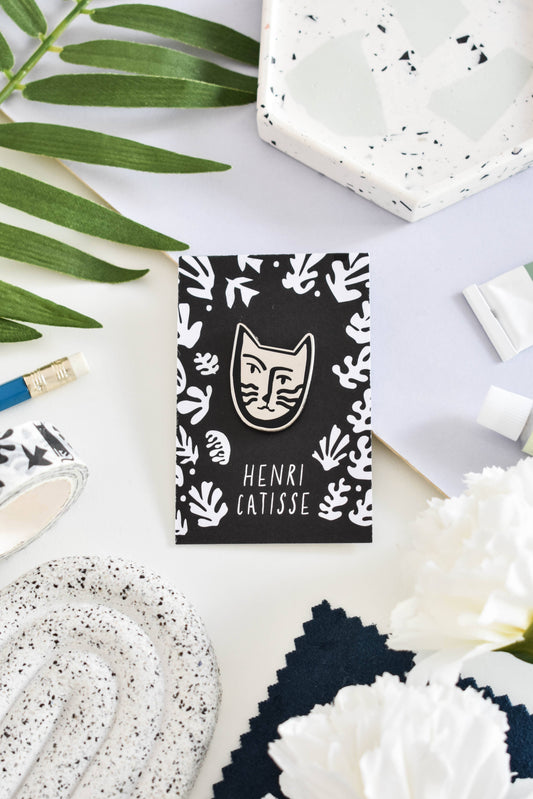 Henri Catisse Cat Artist Enamel Pin