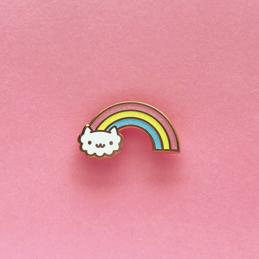 Cloud Kitten Rainbow Glitter Cat Enamel Pin