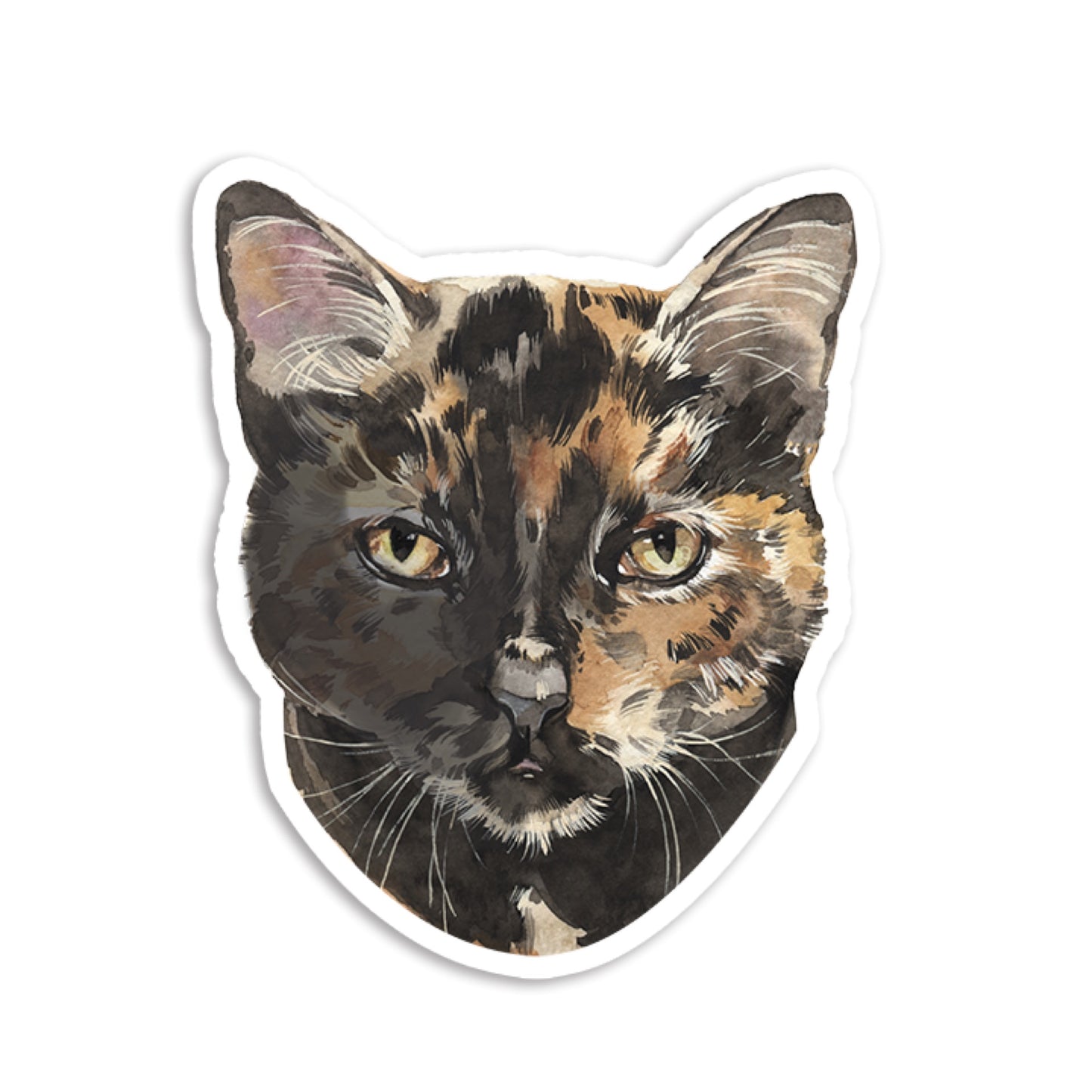 Kitty Town Coffee Sticker - Tortoiseshell Tortie Cat “Mika”