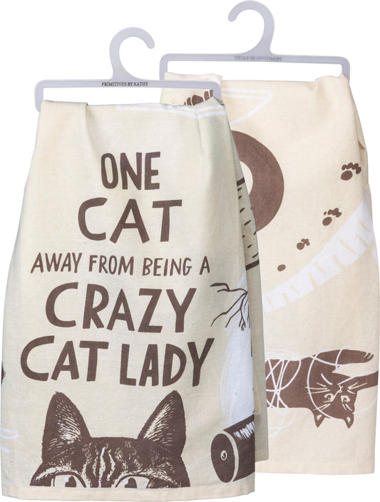 One Cat Away from Being a Crazy Cat Lady Dish Towel