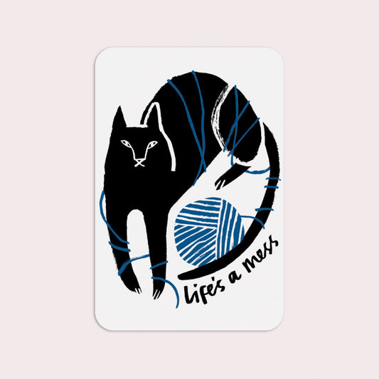 Life’s a Mess Cat with Yarn Vinyl Sticker