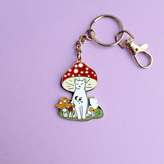 Mushroom Cat Keychain