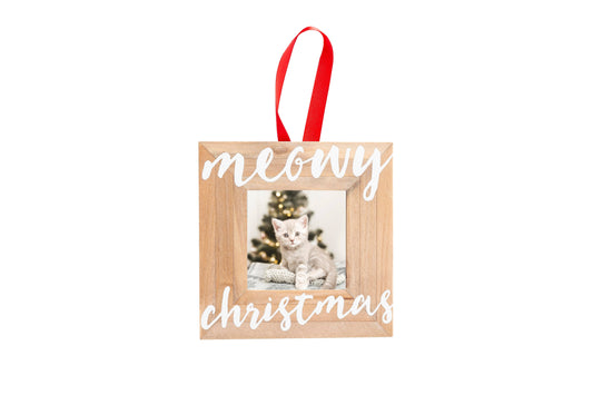 Meowy Christmas Wooden Picture Frame Ornament