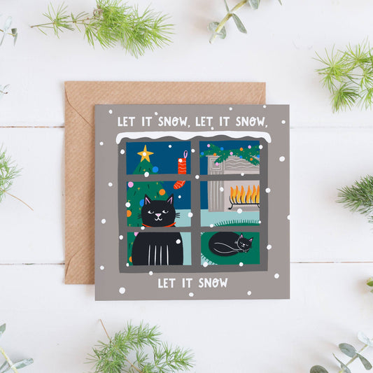 Let It Snow Cat Christmas Greeting Card