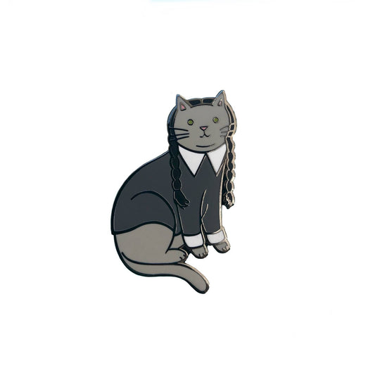 Wednesday Addams Goth Cat Enamel Pin