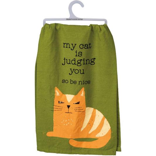 My Cat is Judging You Tea Towel